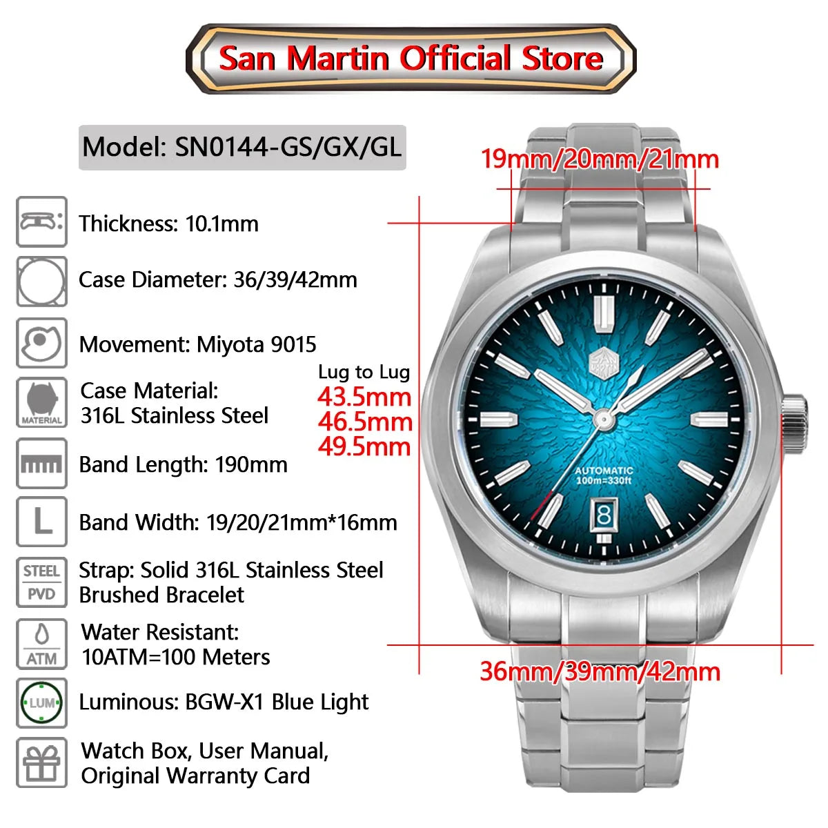 San Martin 36/39/42mm SN0144 JianZhan Gada Watch Miyota 9015 Original Design Chinese Style Dress Men Automatic Mechanical Watch