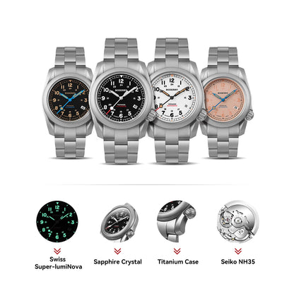 Boderry Field Watch VOYAGER Mens Watches 100M Waterproof Titanium Automatic Luminous For Seiko Movement Wristwatch