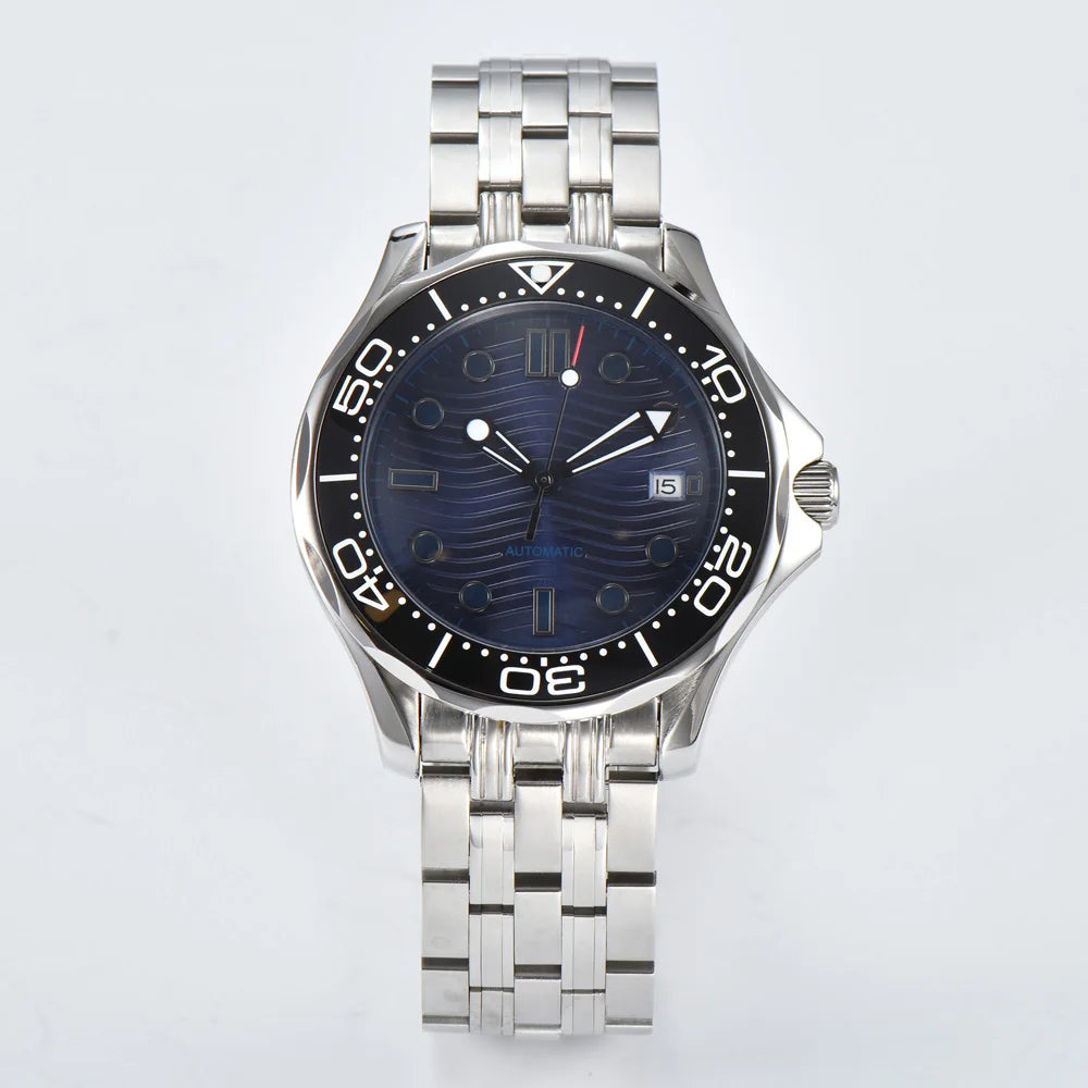Parnsrpe Nouvelle montre de plongée automatique Miyota 8215 pour homme, sport de luxe, cadran vert, luminescent, verre saphir, date, étanche, bus