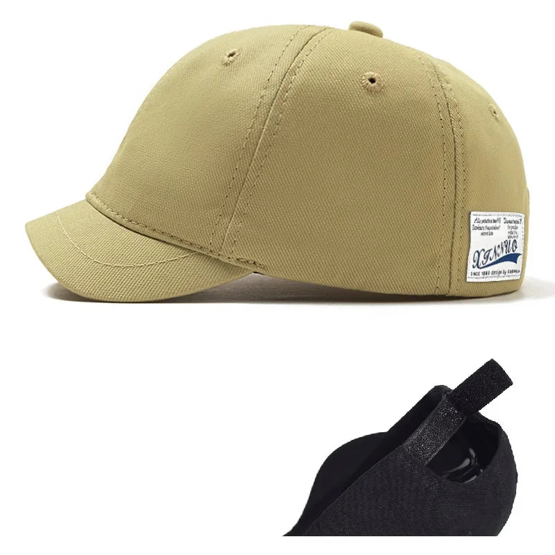 Big Head Hat Back Closed 5cm Short Brim Baseball Cap for Men Mesh Fitted Caps Stretchy Full Closed Caps 56-60cm 61-65cm