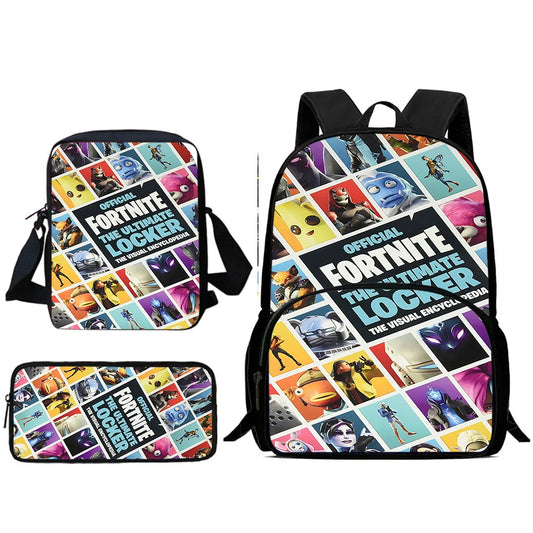 Kinderrucksäcke mit angesagtem Game-Design, Umhängetasche und Federmäppchen F-FortniteS, Schulrucksäcke mit großem Fassungsvermögen für Jungen und Mädchen, ideales Geschenk