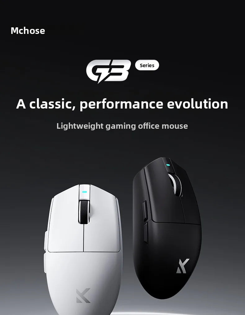 MCHOSE G3 V2 PRO brezžična miška Bluetooth s tremi načini povezave, ergonomska in lahka, za prenosnik, pisarno, gaming in računalniške dodatke