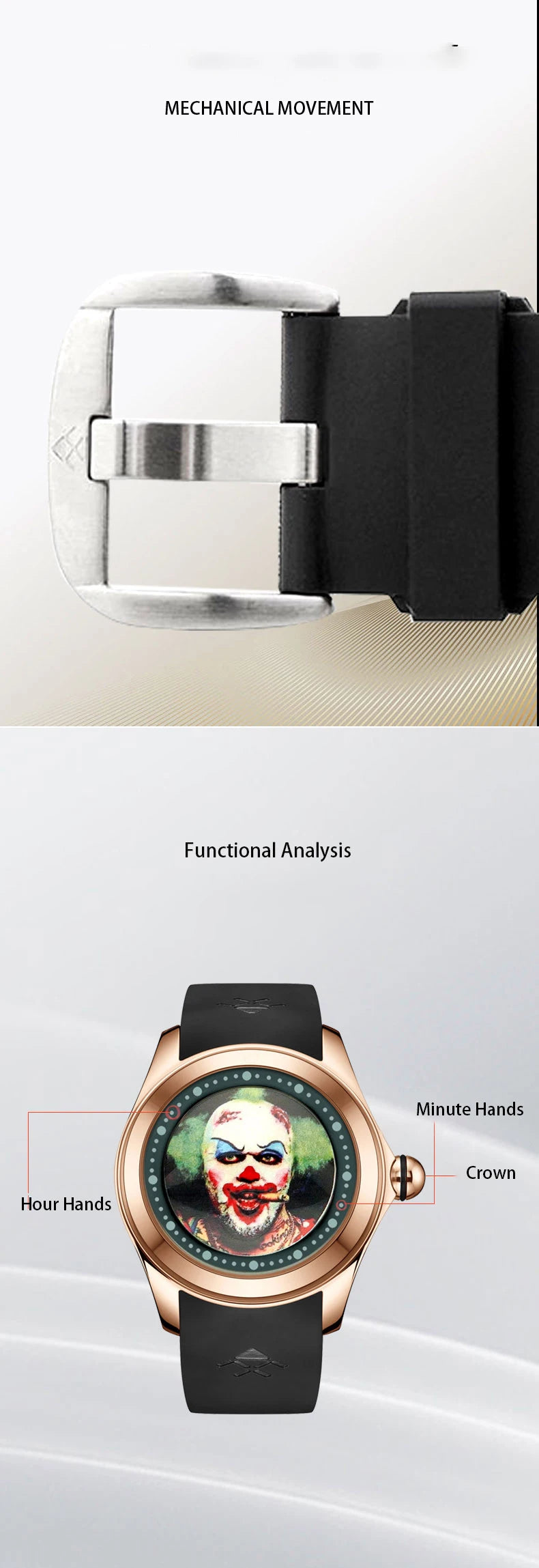 KAFYASE Fashion Earth  Bubble Rubber Automatic Watches Luxury Men 46mm Mechanical Wristwatches Art Eye Ball Dial Classic Watch