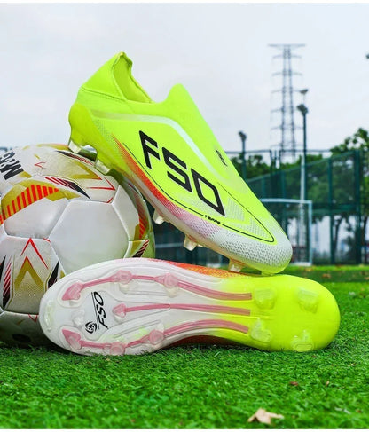 Botas de fútbol para hombre, antideslizantes, para niños, para exterior, zapatillas de fútbol superventas, para partido sobre césped, de alta calidad, con tacos, de caña alta y ligeras