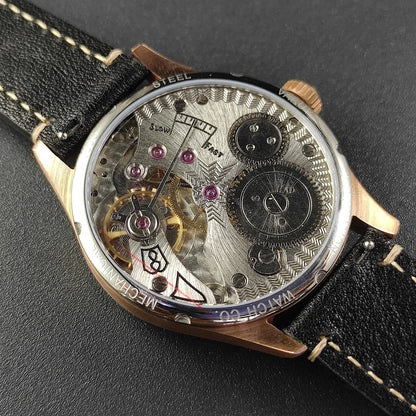 40.5 Men's Manual Mechanical Watch Tin Bronze Guilloché Surface Three-Dimensional Silver Nail Roasted Blue Needle Seagull ST3621