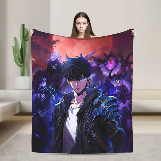 Solos Levelings Vintage Anime Plush Blankets  Awesome Throw Blanket for Home 125*100cm Bedspread,