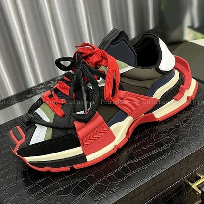 Size 35-46 Women Men Sports Shoes High Quality Patchwork Casual Sneakers Lace Up Fashion Platform Sports Running Shoes Hot