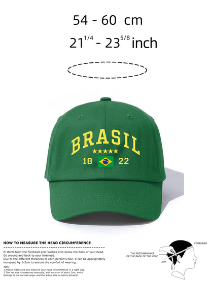 1pc BRASIL Print Baseball Cap for Adults,Minimalist Retro Style Casual Soft Adjustable Dad Hat,Perfect As Gift
