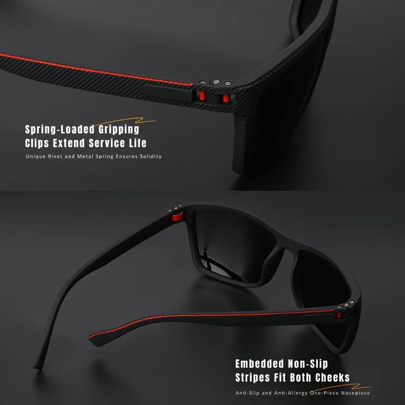 2025 New Square Frame Polarized Sunglasses High-Quality Spring Hinges Multicolor Coated Lenses for Vacation Driving Fishing UV P
