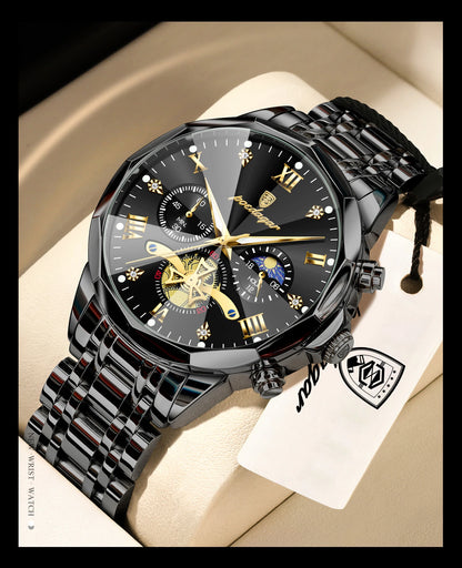 POEDAGAR Luxury Fashion Men Clock Waterproof Luminous Chronograph Male Watch Stainless Steel Quartz Business Men's Watches Reloj