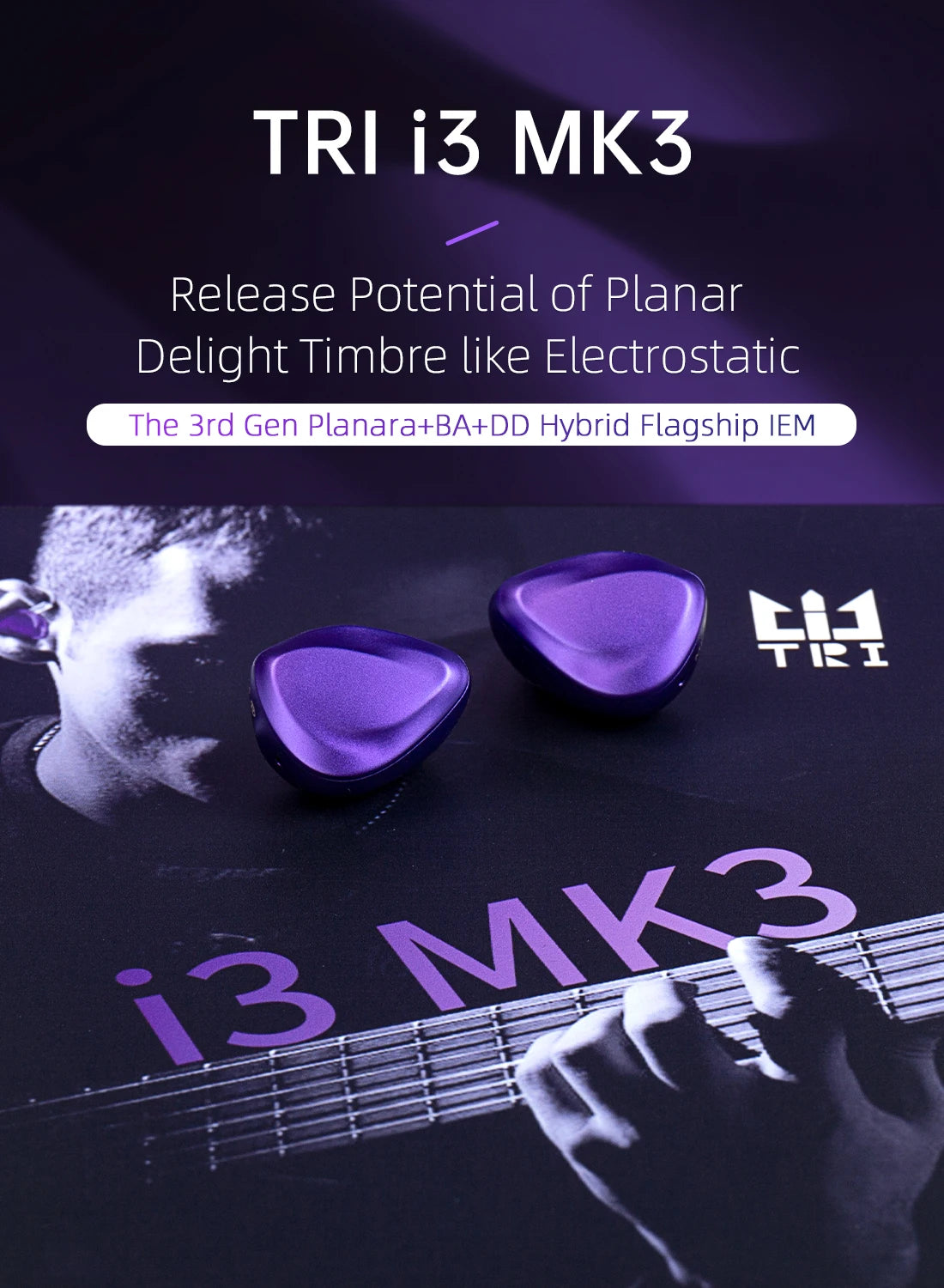 TRI I3 MK3 Hybrid In-Ear Earphones – 3rd Gen Planar BA DD HiFi Wired Earbuds High Resolution Audio
