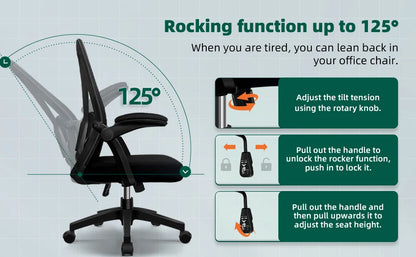 Daccormax Ergonomic Office Chair, Adjustable Lumbar Support, Swivel Heavy-Duty Rolling, Padded Armrests, Multi-Tilt for Relax.