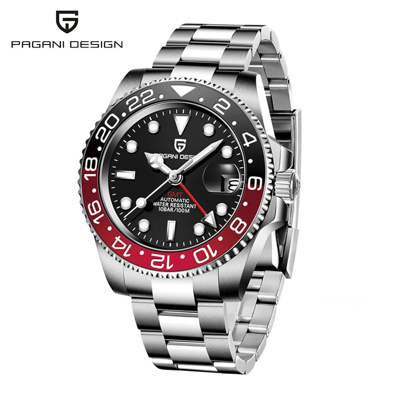 Montre automatique PAGANI DESIGN GMT 1662, montre-bracelet pour homme de 40 mm, étanche jusqu'à 100 m, montres-bracelets mécaniques pour homme Cloc