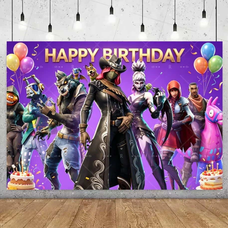 Fortnite Game Theme Birthday Party Decoration Background Fortnite Gamer Banner Boys Girls Photography Supplies Backdrop Kid Gift