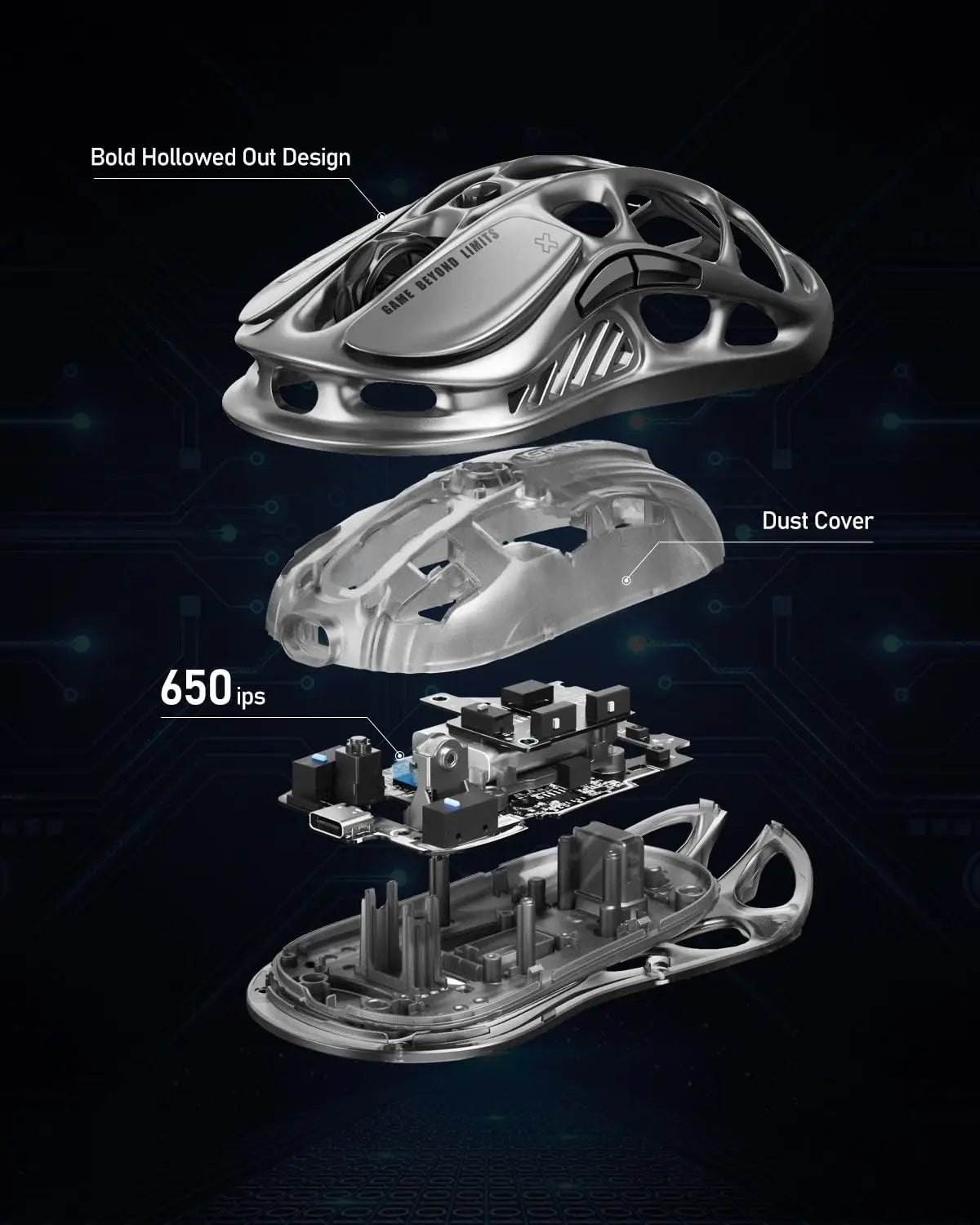 GravaStar Mercury M1 Pro Wireless Gaming Mouse  26000DPI Wired / 2.4GHz / Bluetooth GLOWSYNC RGB
