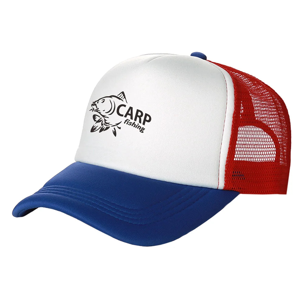 Karpfen-Fischer-Trucker-Caps für Herren – Lustige Angel-Motive – Bedruckte Baseball-Kappe – Coole Sommer-Unisex-Mesh-Kappen MZ-169