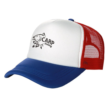 Karpfen-Fischer-Trucker-Caps für Herren – Lustige Angel-Motive – Bedruckte Baseball-Kappe – Coole Sommer-Unisex-Mesh-Kappen MZ-169