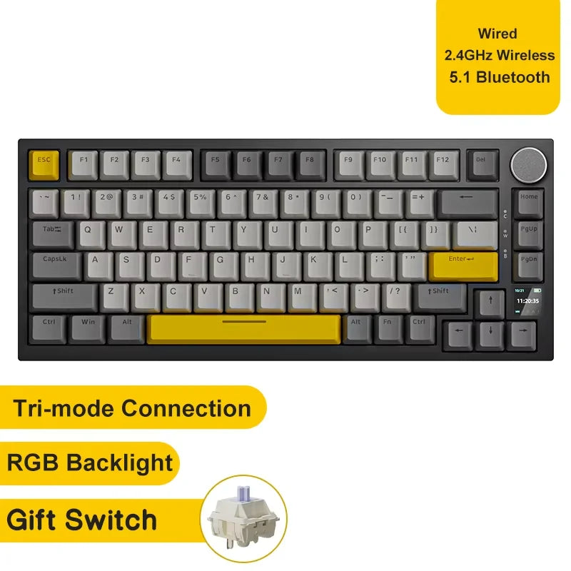 Ajazz AK820/AK820Pro Gaming Mechanical Keyboard Bluetooth 5.1/Wireless/wired  Custom Keyboard With Heat Exchange Sealed Button