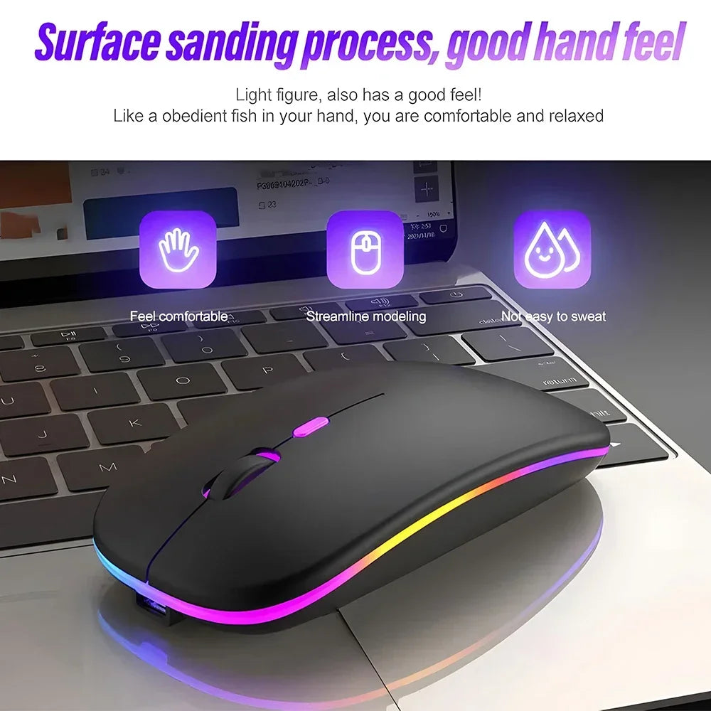 Wireless Mouse Rechargeable Dual Modes Bluetooth-compatible 2.4G USB Computer Mice For Laptop iPad Tablet Notebook Gaming Mouse