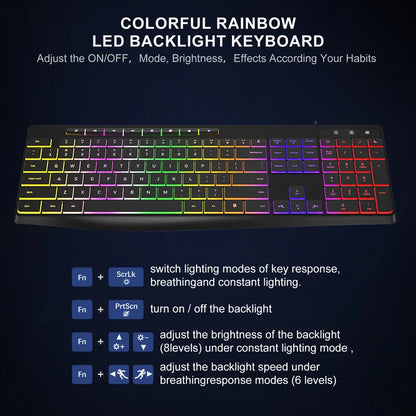 New Wired Light Backlit RGB Mute Keyboard Desktop Notebook Home Business For Office Ultra Thin USB office home