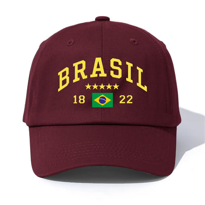 1pc BRASIL Print Baseball Cap for Adults,Minimalist Retro Style Casual Soft Adjustable Dad Hat,Perfect As Gift