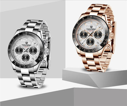 PAGANI DESIGN V2 40MM Relógio masculino de quartzo com mostrador meteorito, safira, cronógrafo retro, impermeável para homem
