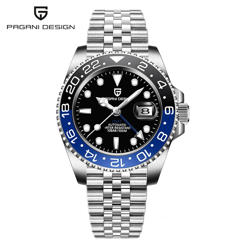 Montre automatique PAGANI DESIGN GMT 1662, montre-bracelet pour homme de 40 mm, étanche jusqu'à 100 m, montres-bracelets mécaniques pour homme Cloc