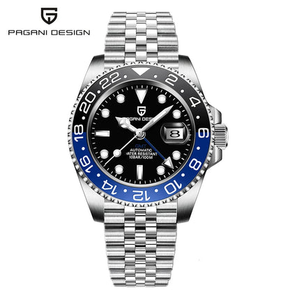Montre automatique PAGANI DESIGN GMT 1662, montre-bracelet pour homme de 40 mm, étanche jusqu'à 100 m, montres-bracelets mécaniques pour homme Cloc
