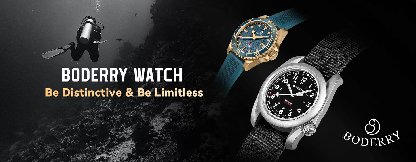 Boderry Chronograph Watch LANDMASTER Titanium Automatic mechanical Field Watches Outdoor Sport Waterproof Dive Wristwatch Men
