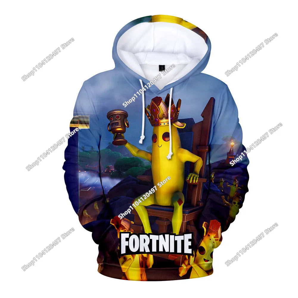 Φούτερ Cosplay Fortnites με κουκούλα, 3D τύπωμα παιχνιδιού, unisex, casual παλτό, anime περιφερειακό kawaii μπουφάν, παιδικά ρούχα, δώρα