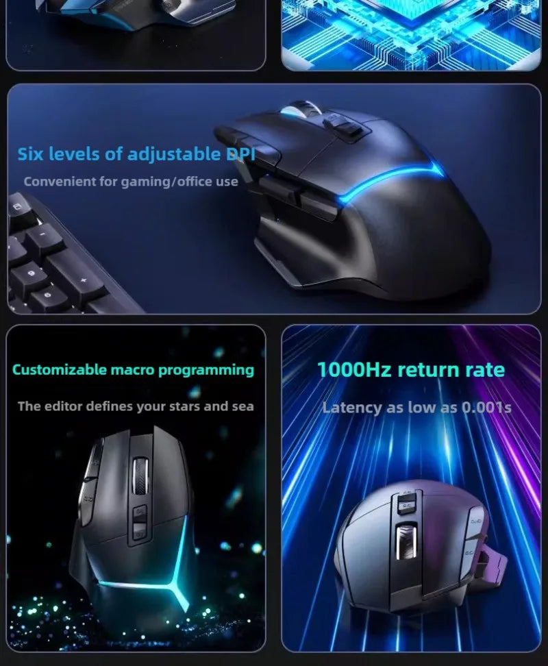G2 Wired Gaming Mouse 12800DPI Ergonomics RGB Lighting Effect 1000Hz 7000FPS 9 Keys Macro Programming Mouse for Laptops Desktop