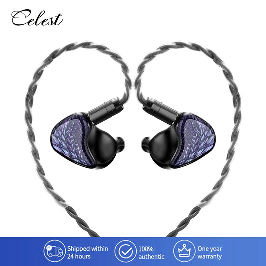 Celest Wyvern Black In-Ear Monitor Wired IEM Gaming Earbuds with Microphone HiFi Bass 10mm Driver Detachable Cable