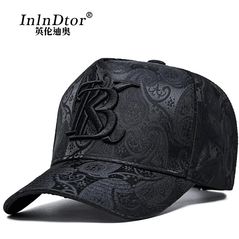 Casquette de baseball haute de mode brodée pour homme, imprimé noix de cajou, casquette décontractée d'extérieur, bordure sur le devant, toutes saisons