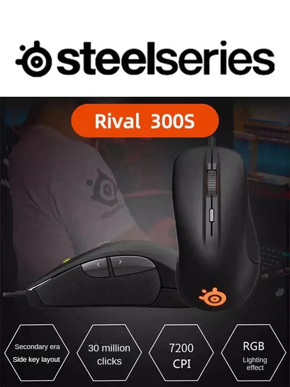 Original SteelSeries Rival300S Gaming Mouse Wired 6 Buttons RGB Lighting TrueMove Optical Sensor Mouse Gamer USB Mice 7200 CPI