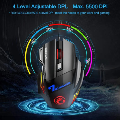 Wired Gaming Mouse, Gamer Computer Mouse with RGB Backlit, Ergonomic Design, Silent Backlight, LED, 7 Buttons, USB Mice for PC Desktop
