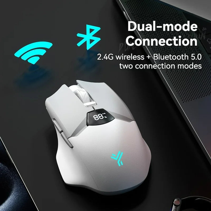 Bezprzewodowa mysz Bluetooth 2.4G z wyświetlaczem, akumulatorem 600mAh o dużej pojemności i cichymi przyciskami do gamingu oraz pracy biurowej