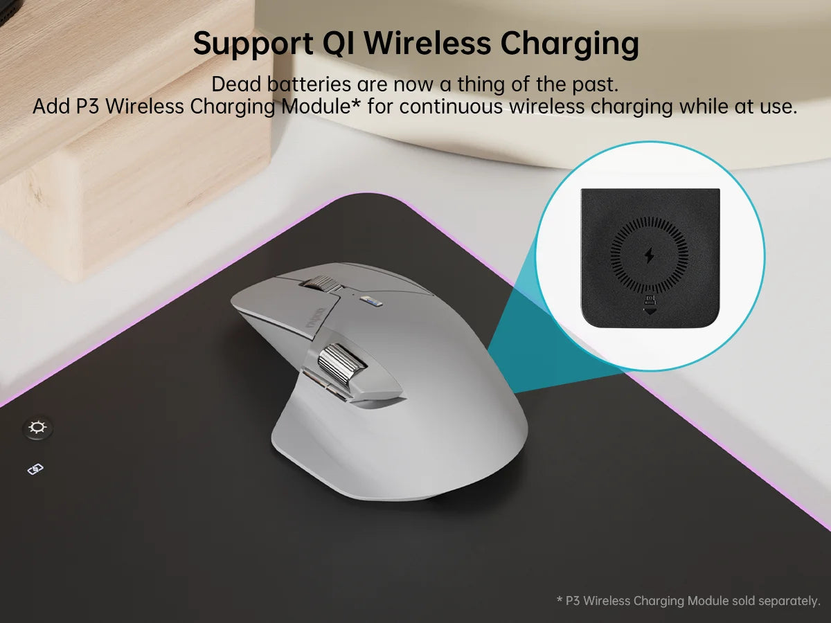 Bezprzewodowa, ergonomiczna mysz Rapoo MT760L/MT760M Multi-mode, akumulatorowa, 4000 DPI, obsługa do 4 urządzeń, Bluetooth