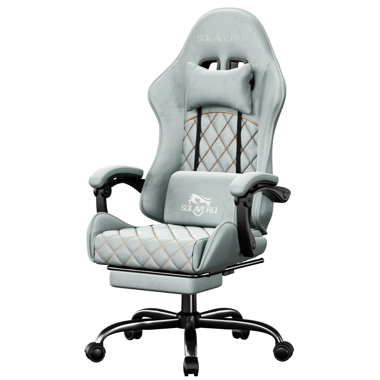 Massage Gaming Chair, Computer Office Chair with Comfy Fabric, Height Adjustable Game Chair with 360° Swivel Seat and Headrest
