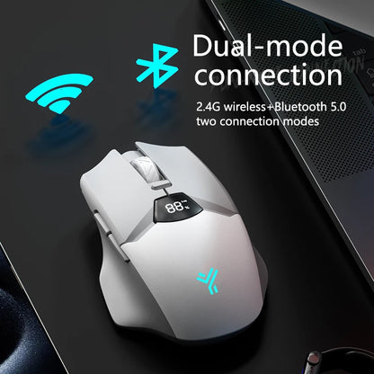 Warvank SX01 trådløs gamingmus med smart skærm, 6-trins DPI-justering, 600mAh genopladelig, lydløs kontor-Bluetooth-mus