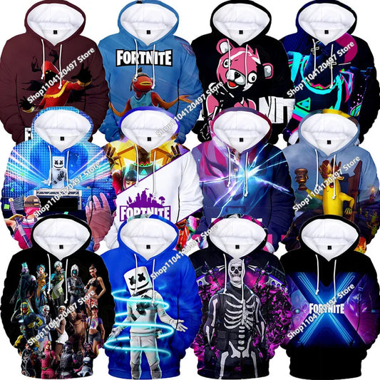 Fortnite Gaming-Hoodies für Jungen und Teenager, Kinder-Sweatshirts im Cartoon-Stil, lässige Oberbekleidung, Cosplay-Pullover, Streetwear-Geschenk