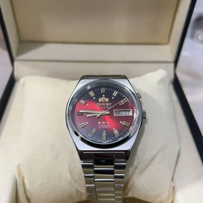 Unisex Orient Mechanical Watch Steel Strap Folding Clasp Full Function World Time Watch Series 35MM