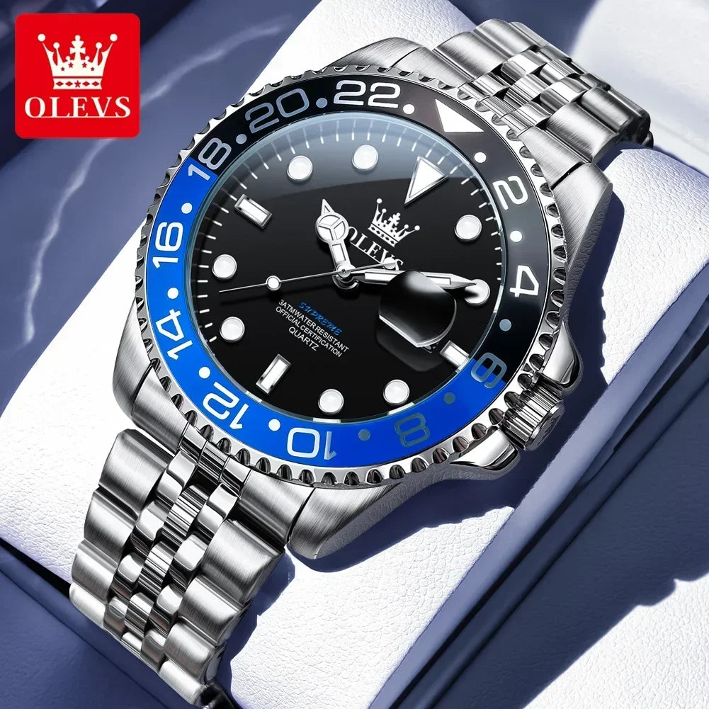 OLEVS 5657 New Mens Watch Original Stainless Steel Date Quartz Watch 30 M Waterproof Luminous Sports Man For Watches Gifts Reloj