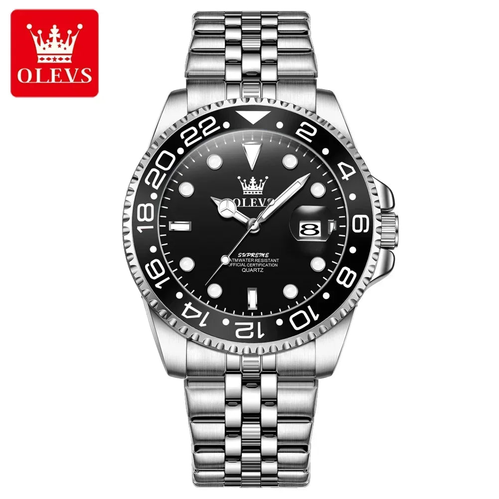 OLEVS 5657 New Mens Watch Original Stainless Steel Date Quartz Watch 30 M Waterproof Luminous Sports Man For Watches Gifts Reloj
