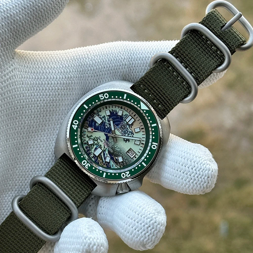 STEELDIVE SD1970J Kanagawa Turtle Full Luminous Dial Ceramic Bezel NH35 AutomaticSTEELDIVE Offical Store Mens Dive Watch