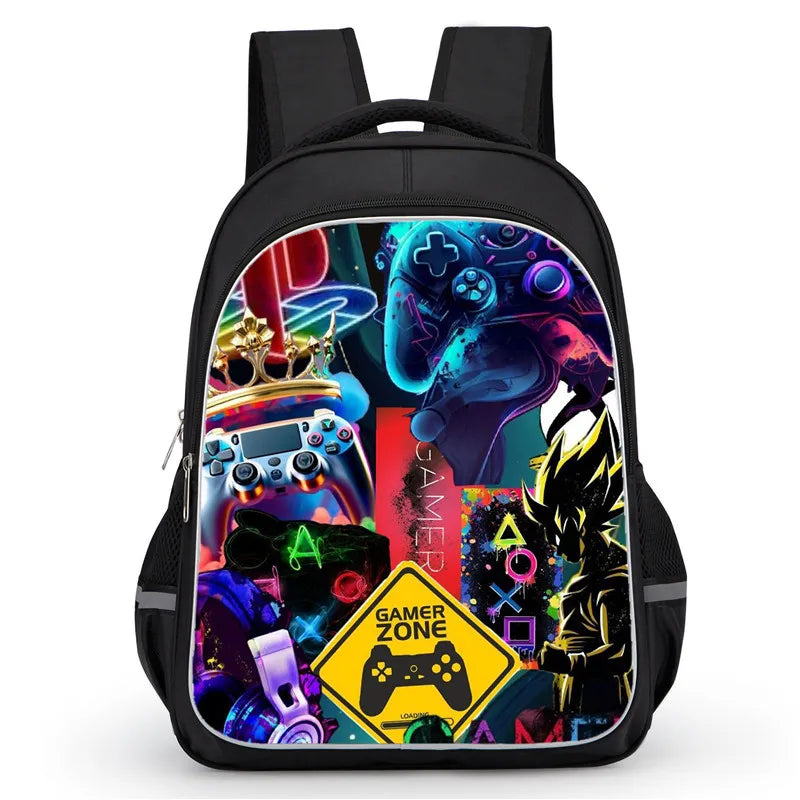 16 Inch Fortnite Cartoon Backpack Unisex for Boys Girls with Dual Zippers Large capacity lightweight student backpack