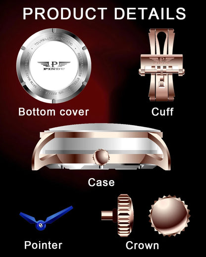 PINDU Watch New TOP Men Mechanical Watch Godfather Fashionable Classic Series 45.5MM Wristwatches Men M2791B
