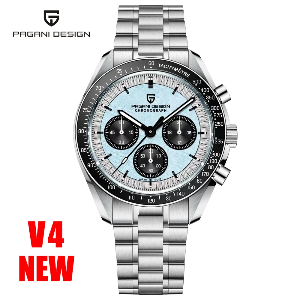 PAGANI DESIGN 2026 New Meteorite pattern dial Luxury Quartz Watch For Men Speed Sport Chronograph AR Sapphire crystal Wristwatch