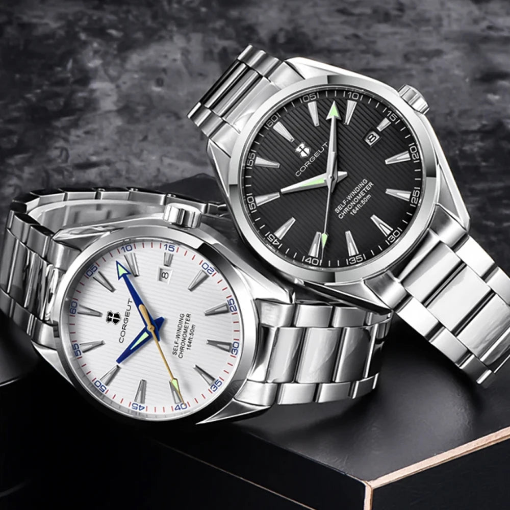 Luxury NH35 Movt Corgeut 41mm Man Sport Clock Automatic Relogio Masculino Mechanical Wristwatch Sapphire Steel Band Men's Watch