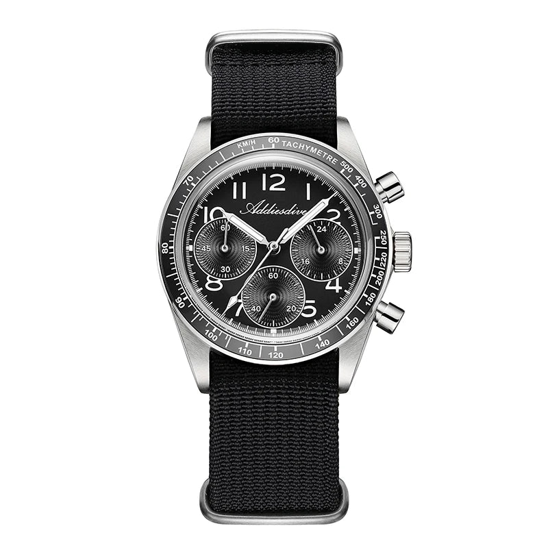 ADDIESDVIE Men Watch Reloj Hombre 10Bar Waterproof AD2517 BGW9 Super Luminous 316L Stainless Steel VK63 Chronograph Quartz Watch