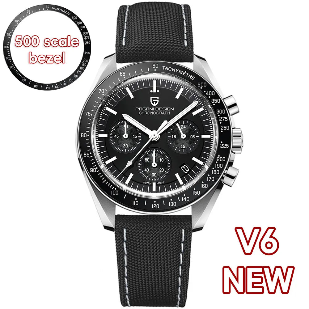 PAGANI DESIGN 2026 New Meteorite pattern dial Luxury Quartz Watch For Men Speed Sport Chronograph AR Sapphire crystal Wristwatch